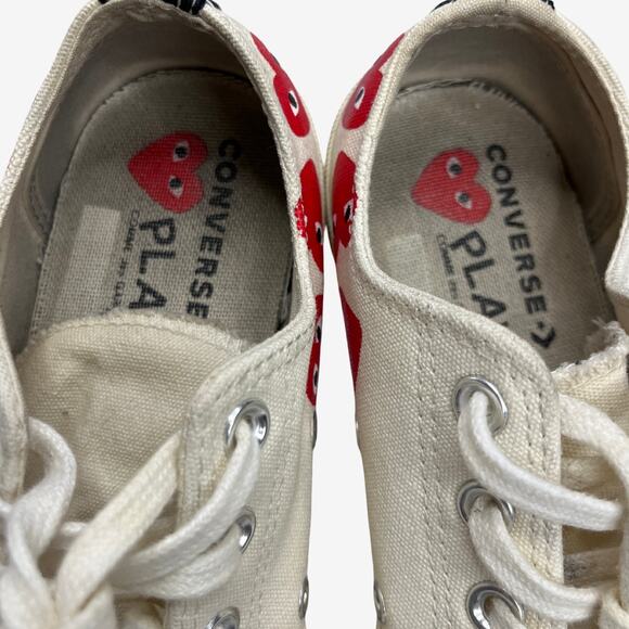 Comme Des Garçons PLAY x Converse Chuck Taylor Red Heart Low Top Sneakers 7M/ 9W - Picture 4 of 12
